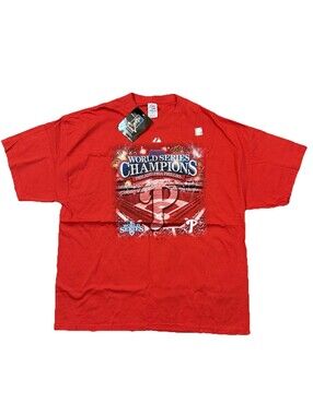 Philadelphia Phillies 2008 World Series Champions TShirt XXL Majestic NWT Roster